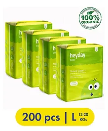 Heyday Natural & Organic Large Baby Diapers Pack of 4 - 200 Pieces