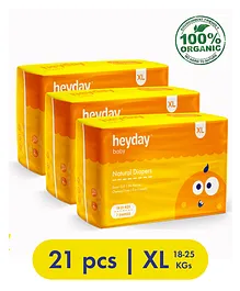 Heyday Natural & Organic Extra Large Baby Diapers Pack of 3 - 21 Pieces