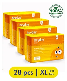 Heyday Natural & Organic Extra Large Baby Diapers Pack of 4 - 28 Pieces