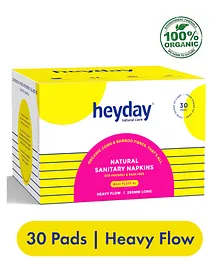 Heyday Natural & Organic Maxi Fluff Sanitary Napkins - 30 Pieces