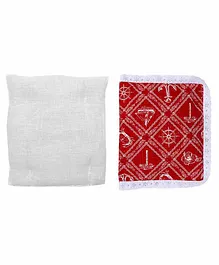 Grandma's Premium Finger Millet Cotton Pillow with Cover Anchor Print - Red