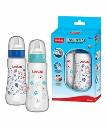 LuvLap Feeding Bottle with Silicone Nipple Blue Green Pack of 2 - 250 ml Each
