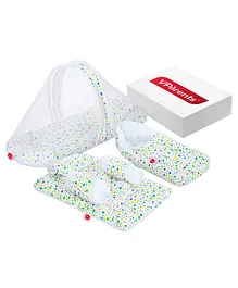 VParents Bluebell Baby 4 Piece Bedding Set with Pillow and Bolsters Sleeping Bag and Bedding Set Combo - Blue