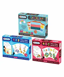 Funvention Pen Control 123 Numbers & ABC Alphabets Write and Wipe Activity Cards - Pack of 3