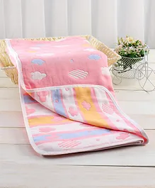 Zoe Premium Organic Cotton 6 Layer Gauze Blanket Cloud Print - Pink