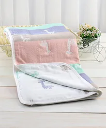 Zoe Premium Organic Cotton 6 Layer Gauze Blanket Giraffe Print - Multicolor