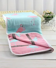 Zoe Premium Organic Cotton 6 Layer Gauze Blanket Flamingo Print - Multicolor