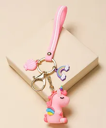 Arendelle Unicorn & Rainbow Charm Keychain - Pink