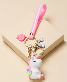 Arendelle Unicorn & Rainbow Charm Keychain - White