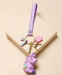 Arendelle Unicorn & Rainbow Charm Keychain - Purple