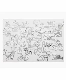 Mombella Silicone Coloring Placemat Zoo Print - White 