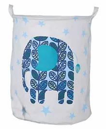 Little Jamun Laundry Bag Elephant Print - White