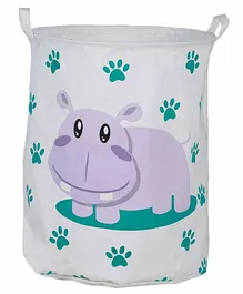 Little Jamun Laundry Bag Hippo Print - White