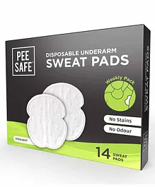 Pee Safe Disposable Underarm Sweat Pads Straight - Pack of 14