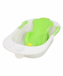 Maanit Baby Bath Tub With Detachable Bather Whale Print- White Green