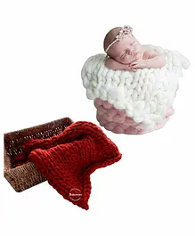 Babymoon Photography Knitted Blanket Prop - Maroon