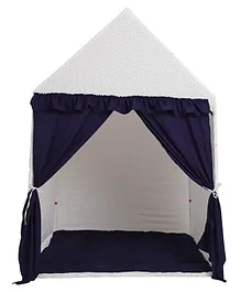 Play House Kids Play Tent with Quilt Large - White & Blue