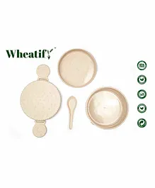 Wheatify Glimmer Square Lunch Box with Spoon - Beige