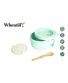 Wheatify Wheat Straw Cylindro Lunch Box with Spoon - Green