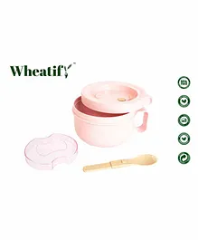 Wheatify Cylindro Lunch Box with Spork - Pink