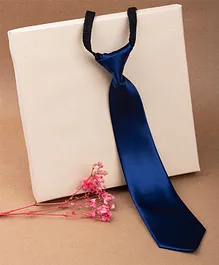 Arendelle Kids Satin Solid Color Tie - Dark Blue