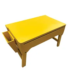 Kidoz Multi Purpose Wooden Study Table with Storage and Pinboard - Yellow