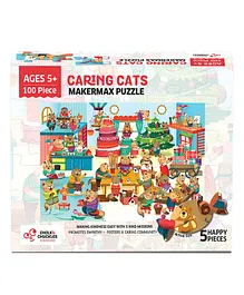 Chalk and Chuckles Caring Cats Jigsaw Puzzle Multicolor - 100 Pieces