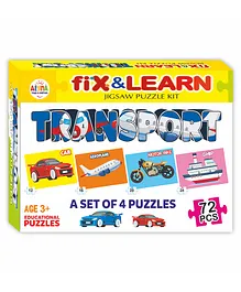 Ankit Toys 4 in 1 Fix N Learn Transport Jigsaw Puzzle Multicolor Set of 4  - 72 Pieces