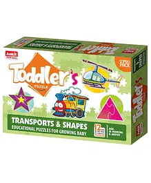 Ankit Toys Shapes and Vehicles Jigsaw Puzzle Multicolor Set of 12 - 2 Pieces Each