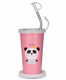 Falcon We Bare Bears Stainless Steel Straw Sipper Pink - 370 ml