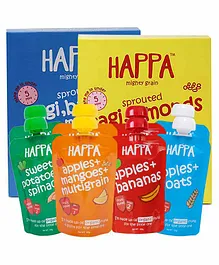 Happa Organic Baby Porridge and Puree Combo Pack of 10 - 200 g and 100 g Each