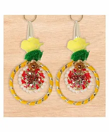 Passion Petals Diwali Wall Hanging of Shubh Labh Yellow Green - Pack of 2