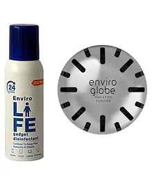 Enviroglobe Radiation Protector Tested & Certified Protection For Home Office Or Car Premium Grade Stainless Steel No Battery Or Adaptor Required 01 Pack And Envirolife Alcohol Based Gadget Disinfectant - 100 ml