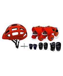 Jaspo Junior Pro Adjustable Roller Skates Combo - Orange Black