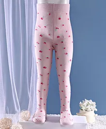 Mustang Footed Tights Floral Design  - Pink