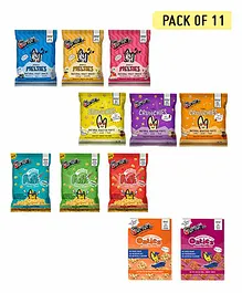 The Mumum Co. Natural Fruit Snacks Multigrain Roasted Puffs and Granola Bars - Pack of 11