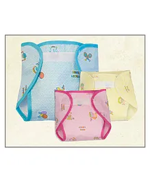 Lollipop Lane Waterproof New Born Nappies with Belt for Insert  Pack of 3 - Multicolour