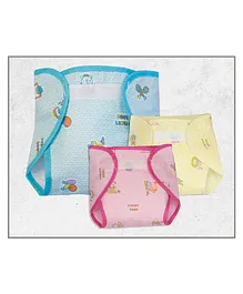 Lollipop Lane Waterproof Nappies with Belt for Insert Large Pack of 3 - Multicolour