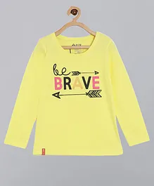3PIN Full Sleeves Brave Printed Tee - Yellow