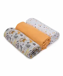 Kicks & Crawl Muslin Swaddle Wrappers Pack of 3 - Multicolor