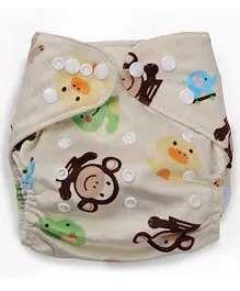 Kicks & Crawl Reusable Cloth Diaper Monkey print - Beige