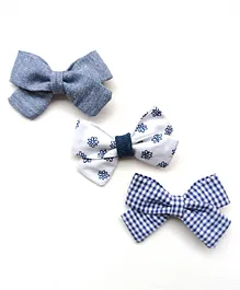 All Cute Things Pack Of 3 Checked Bow Alligator Clips - Blue