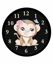 WENS Monkey Printed Silent Non-Ticking Wall Clock - Black
