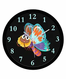WENS Colorful Butterfly Silent Non-Ticking Wall Clock - Black