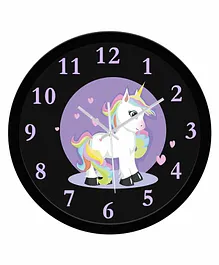 WENS Unicorn Silent Non-Ticking Wall Clock - Black