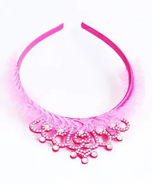Pihoo Studded Crown Detailing Hair Band - Pink