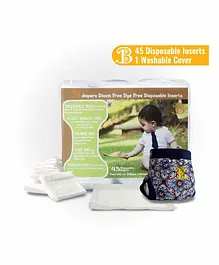 Bdiapers Washable & Reusable Hybrid Cloth Diaper Cover With Disposable Insert  Nappy Pads Fireworks Extra Large - 45 Pieces