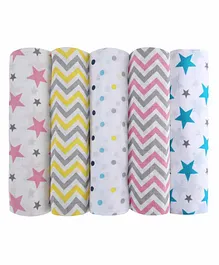 haus & kinder 100% Cotton Muslin Swaddle Wrapper Pack of 5 - White