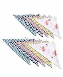haus & kinder Muslin Chevron Wash Cloths Pack of 10 - Multicolour