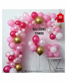 Balloon Junction Pastel & Metallic Balloons Pink White Gold -  Pack of 50 